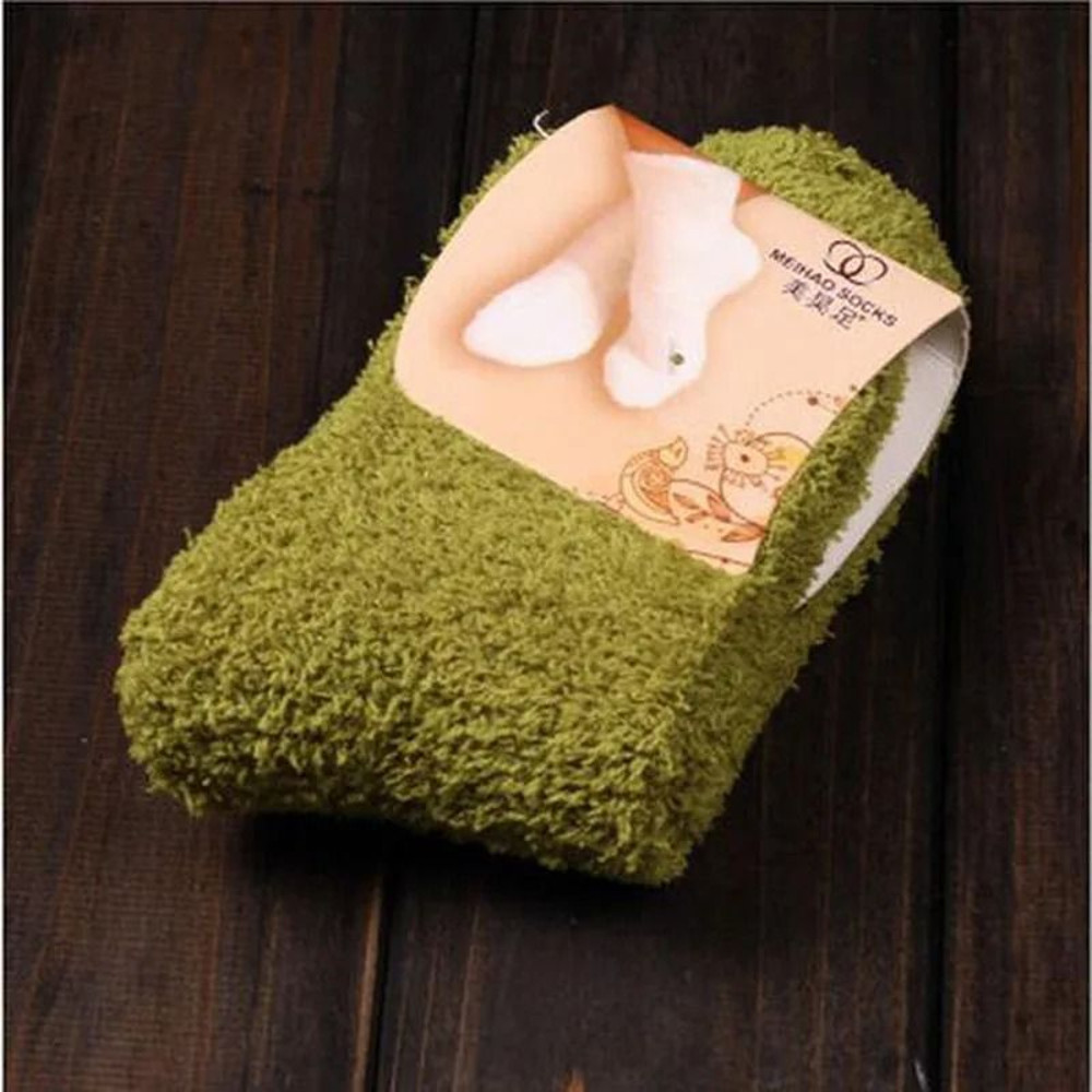 Women Fluffy Coral Fleece Bed Socks 8