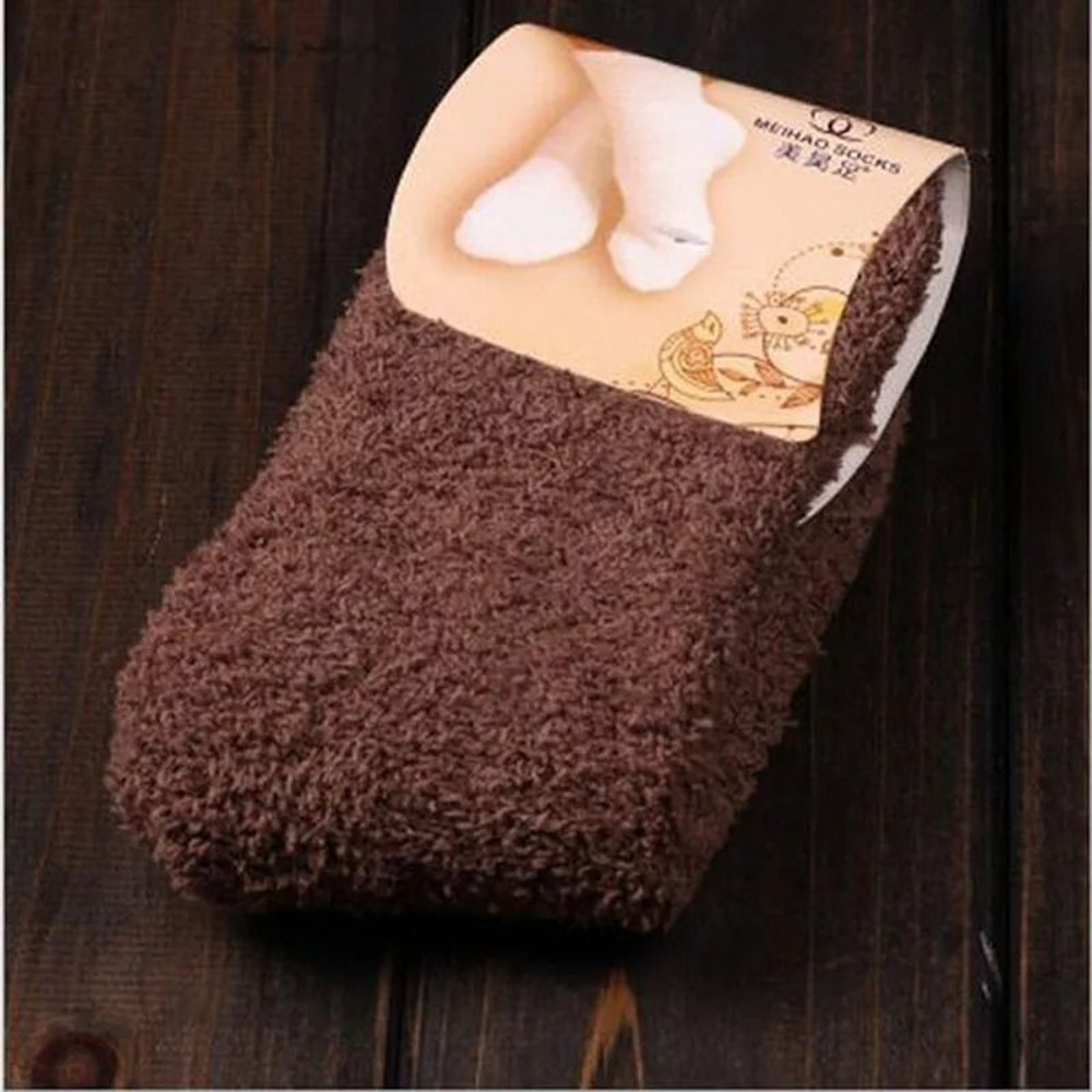 Women Fluffy Coral Fleece Bed Socks 16