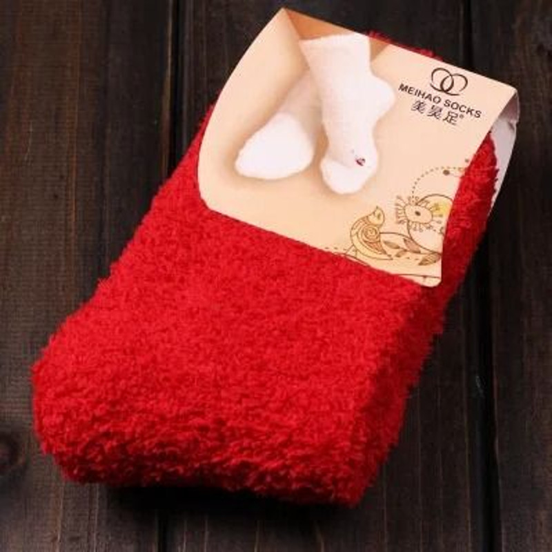 Women Fluffy Coral Fleece Bed Socks 19