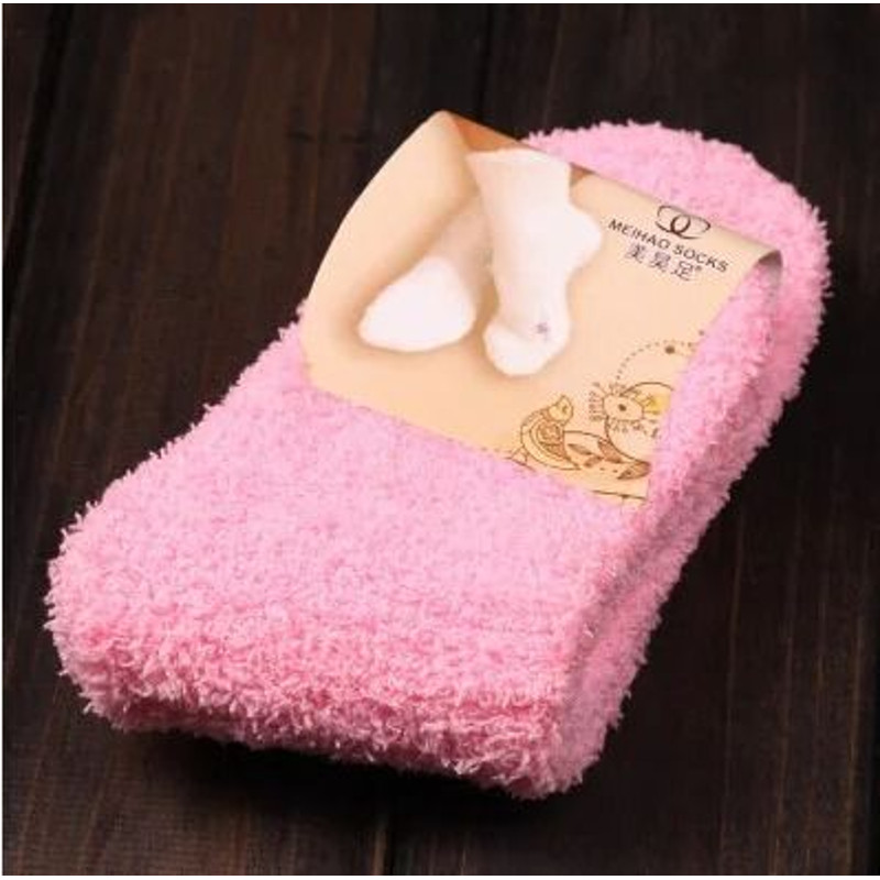 Women Fluffy Coral Fleece Bed Socks 21