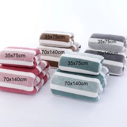 striped pattern quick dry soft towel set for bathroom and face care