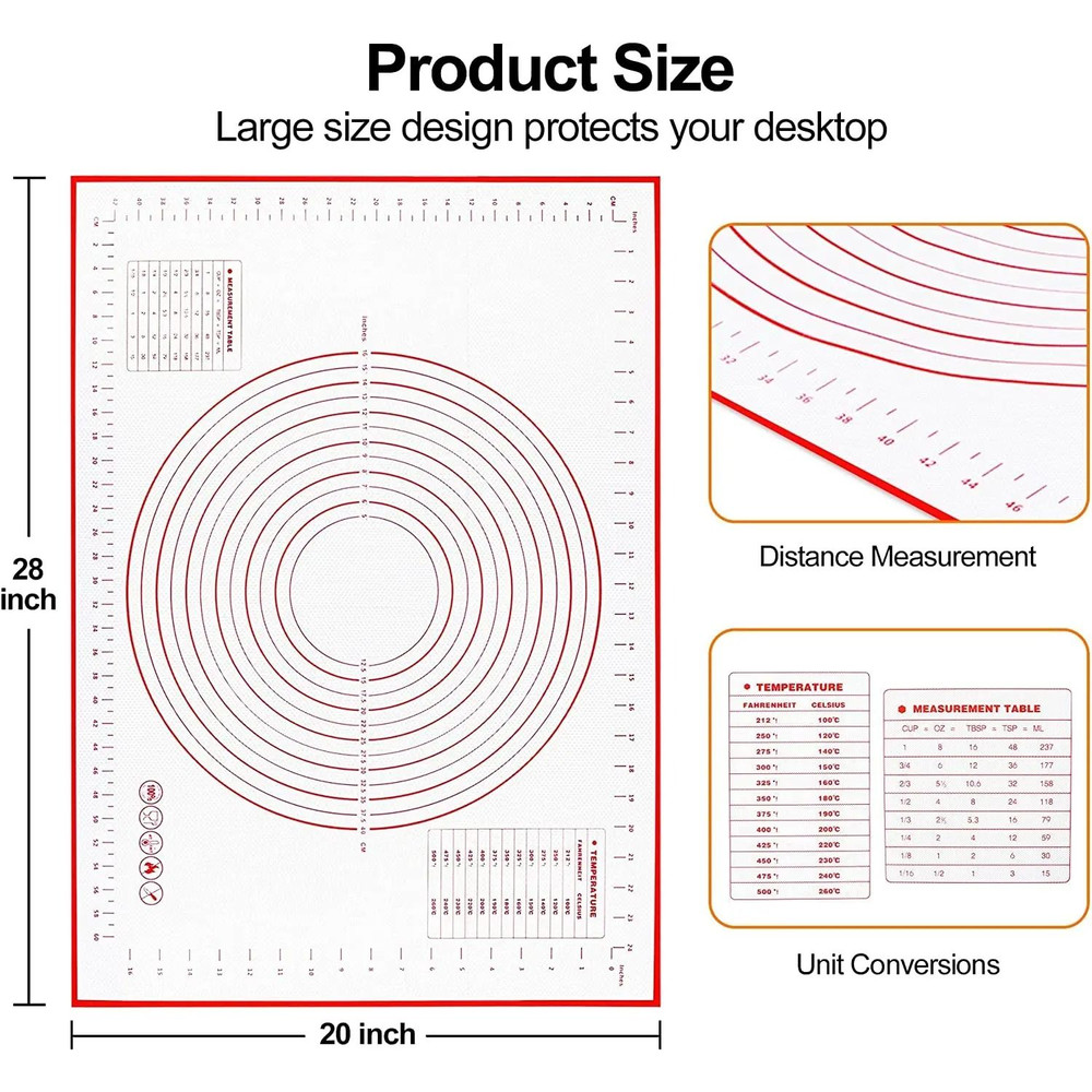Silicone Baking Mat Kneading Pad Dough Mat For Pizza And Cake 5