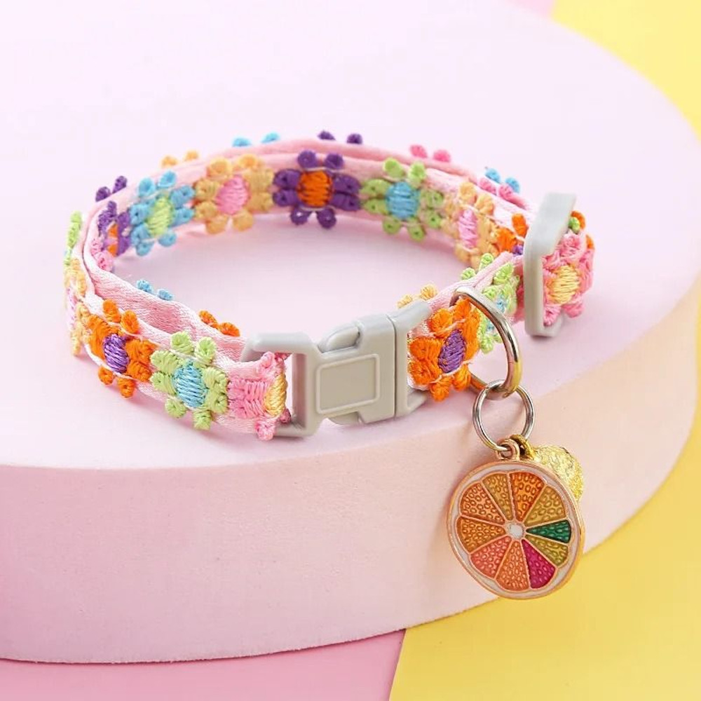 Pet Collar With Bell Cartoon Footprint Adjustable For Puppies Kittens 1