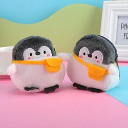 cute little penguin coin purse plush backpack style storage bag