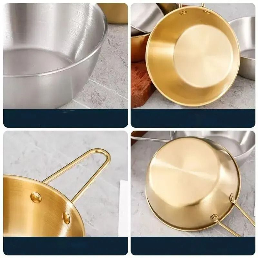 Stainless Steel Golden Instant Noodle Bowl With Handle 4