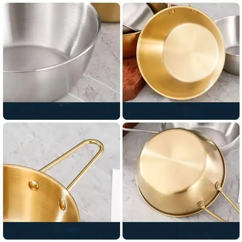 Stainless Steel Golden Instant Noodle Bowl With Handle 4