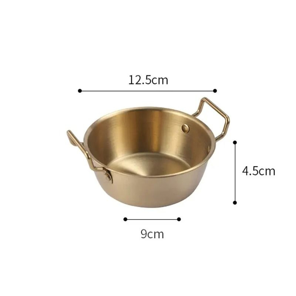 Stainless Steel Golden Instant Noodle Bowl With Handle 7