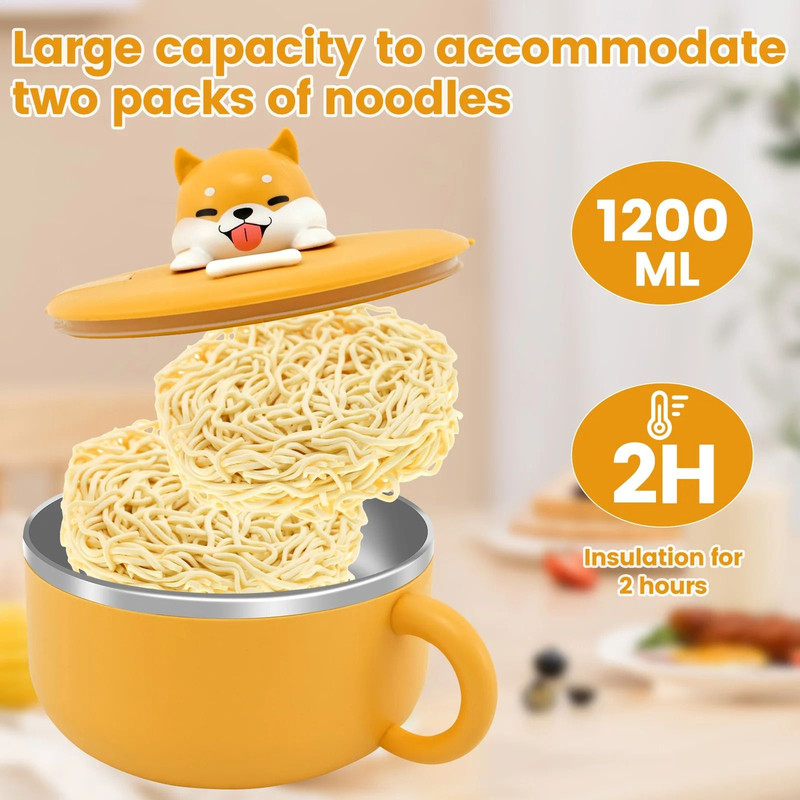 1200ml Ramen Bowl Stainless Steel Noodle Bowl With Lid 2