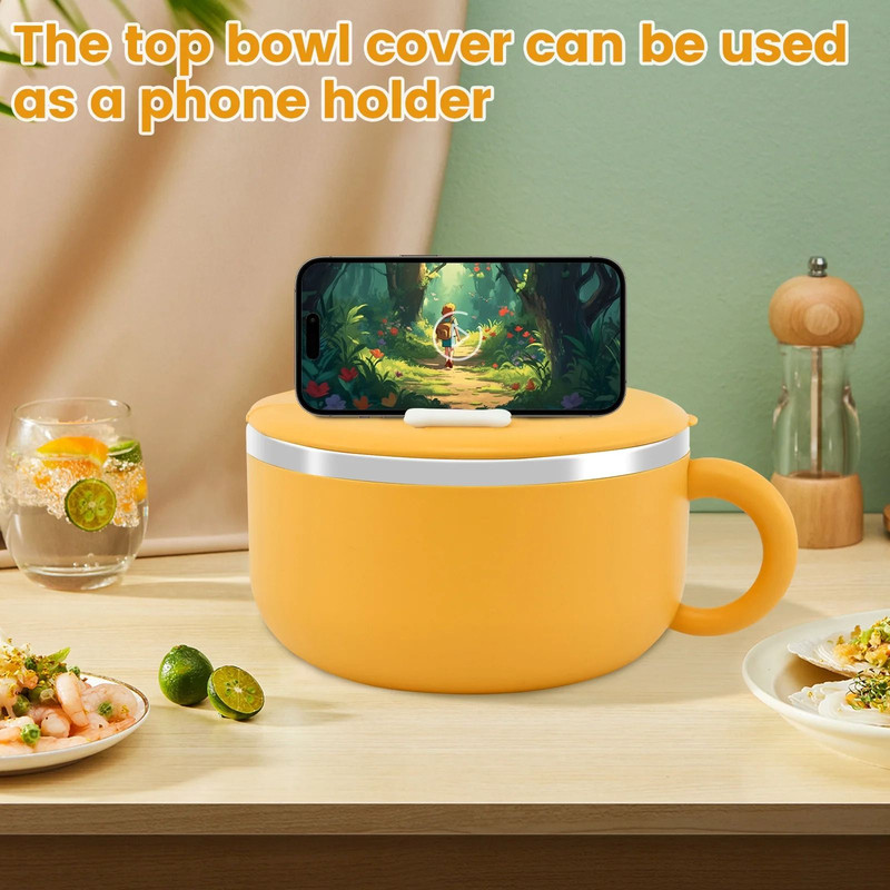 1200ml Ramen Bowl Stainless Steel Noodle Bowl With Lid 4