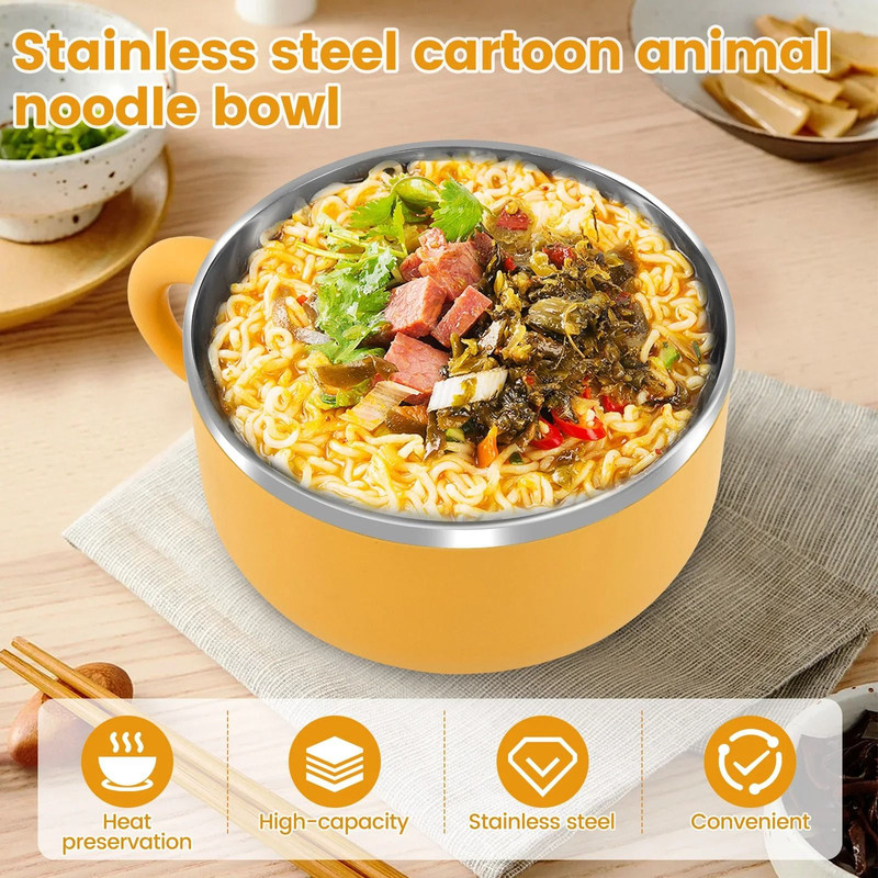 1200ml Ramen Bowl Stainless Steel Noodle Bowl With Lid 5