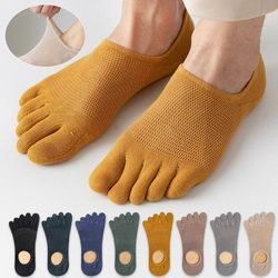3 pairs mens breathable toe socks casual finger boat socks