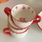 Vintage Red Floral Lace Ceramic Coffee Cup 0