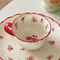 Vintage Red Floral Lace Ceramic Coffee Cup 1