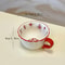 Vintage Red Floral Lace Ceramic Coffee Cup 4