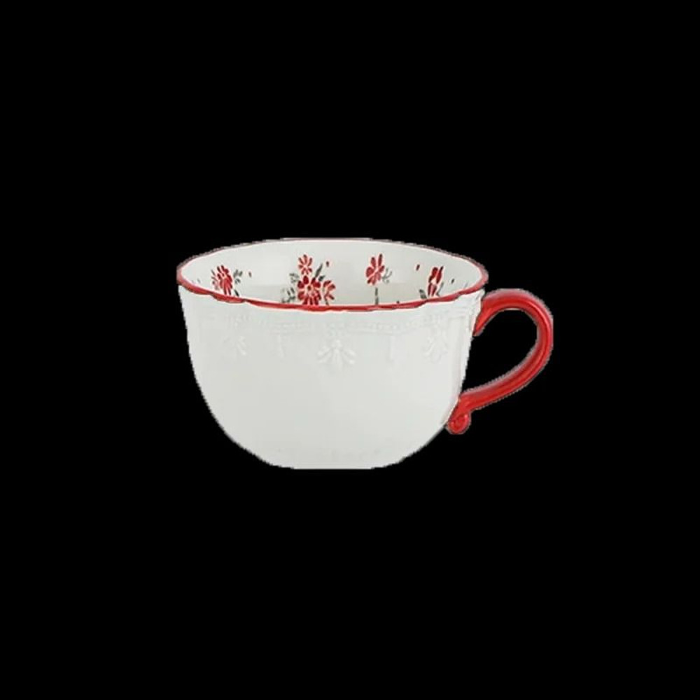 Vintage Red Floral Lace Ceramic Coffee Cup 5