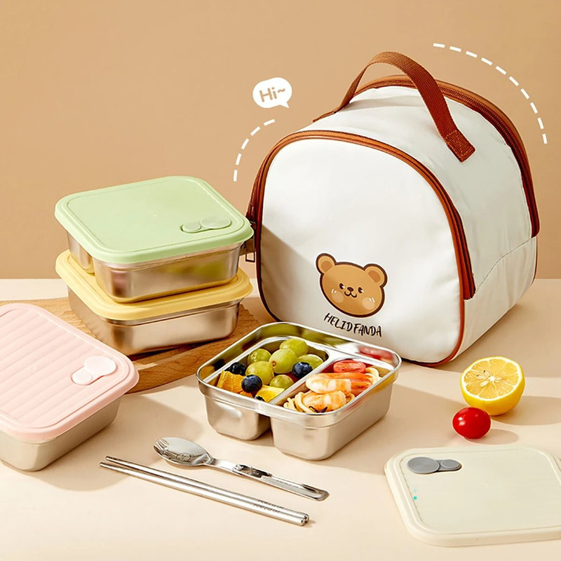 WORTHBUY 304 Stainless Steel Lunch Box With Lid Portable Food Container 1