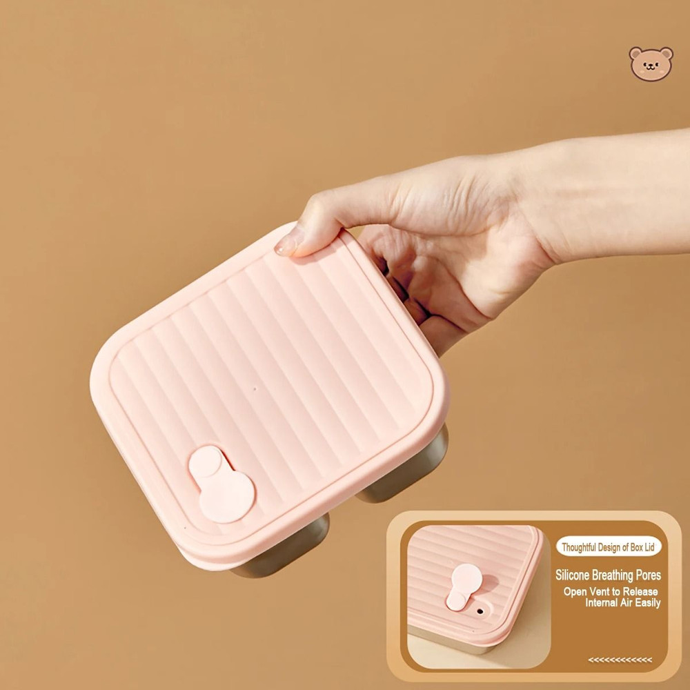 WORTHBUY 304 Stainless Steel Lunch Box With Lid Portable Food Container 4