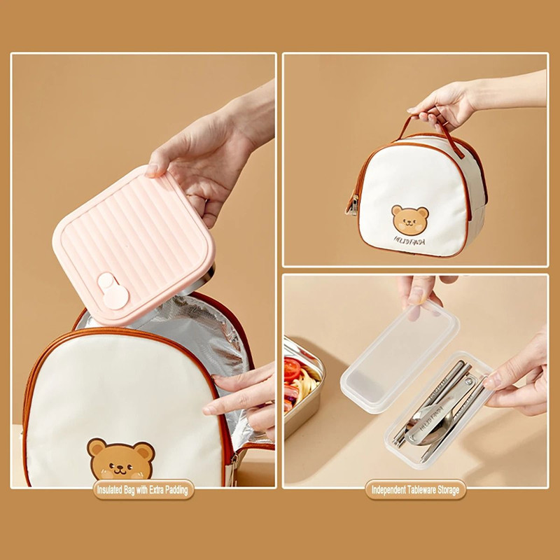 WORTHBUY 304 Stainless Steel Lunch Box With Lid Portable Food Container 5