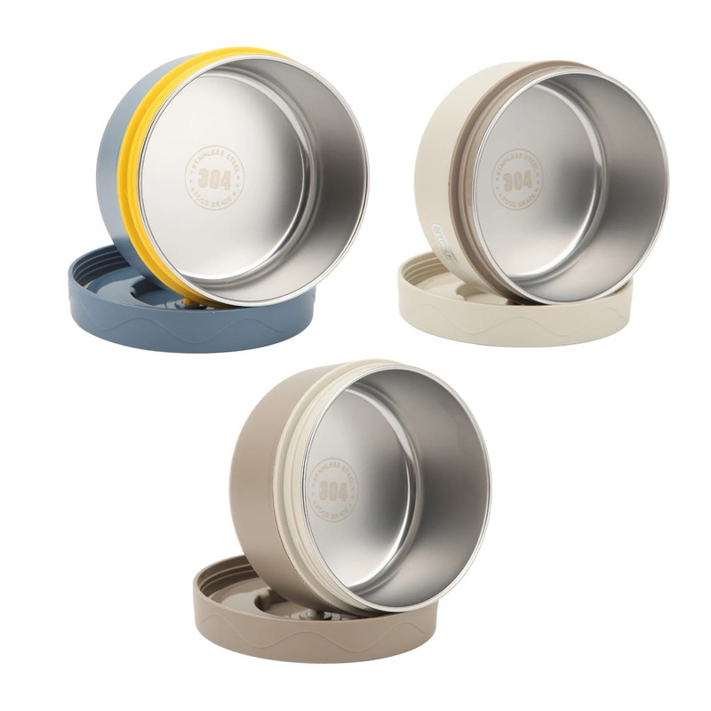 Stainless Steel Thermal Lunch Box Double Layer Round Portable Food Container For Work And School 3