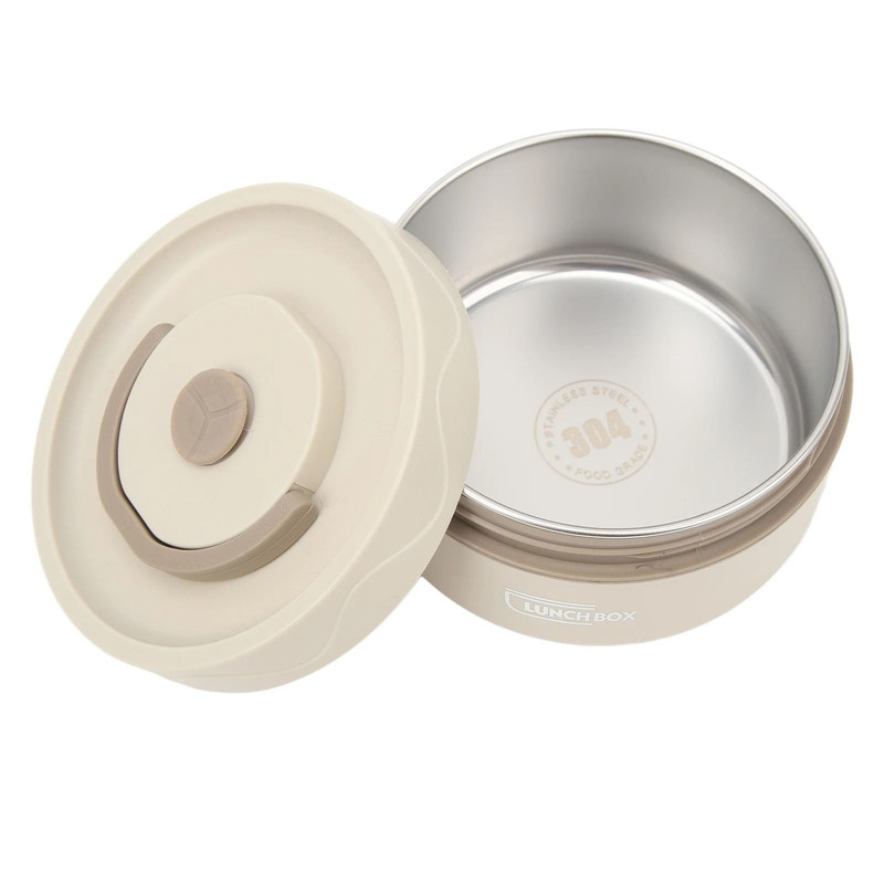 Stainless Steel Thermal Lunch Box Double Layer Round Portable Food Container For Work And School 4