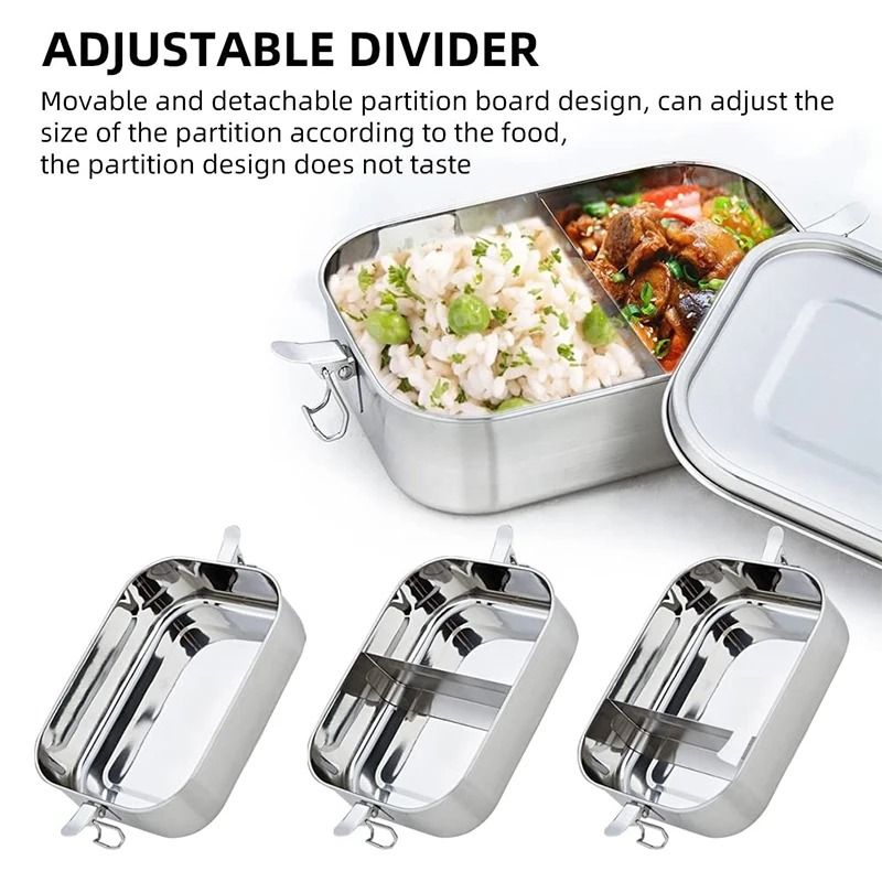Stainless Steel Lunch Box With Removable Dividers 850 ML For Kids And Adults 3