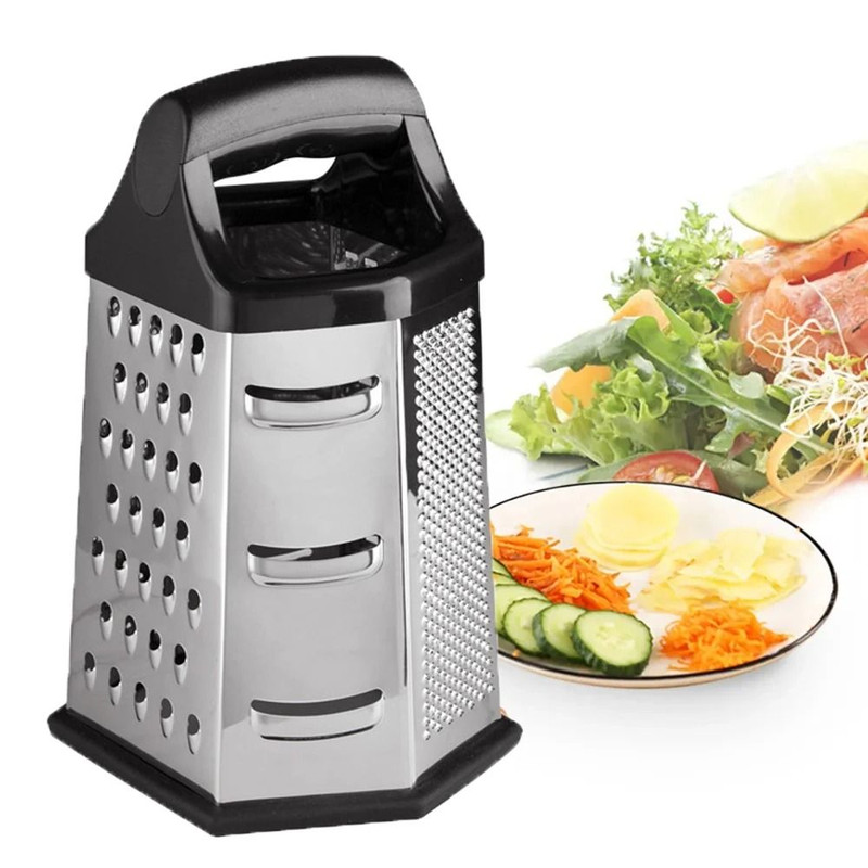 Stainless Steel 6 Sided Box Grater For Vegetables Cheese And Potatoes 0