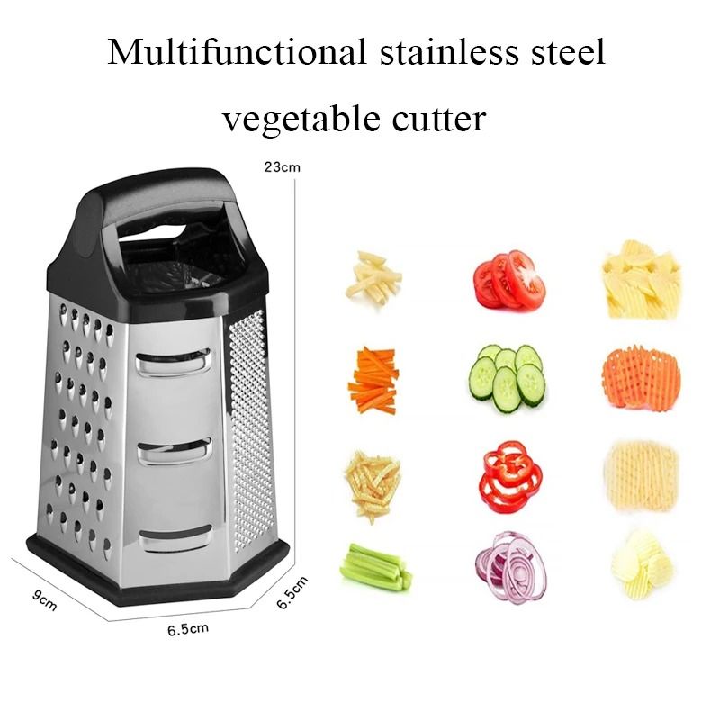 Stainless Steel 6 Sided Box Grater For Vegetables Cheese And Potatoes 1