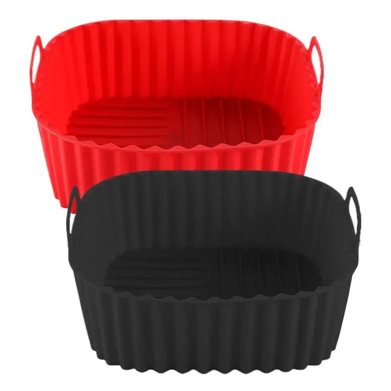 Silicone Square Air Fryer Liner Pot For Reusable NonStick Cooking Bowl 0