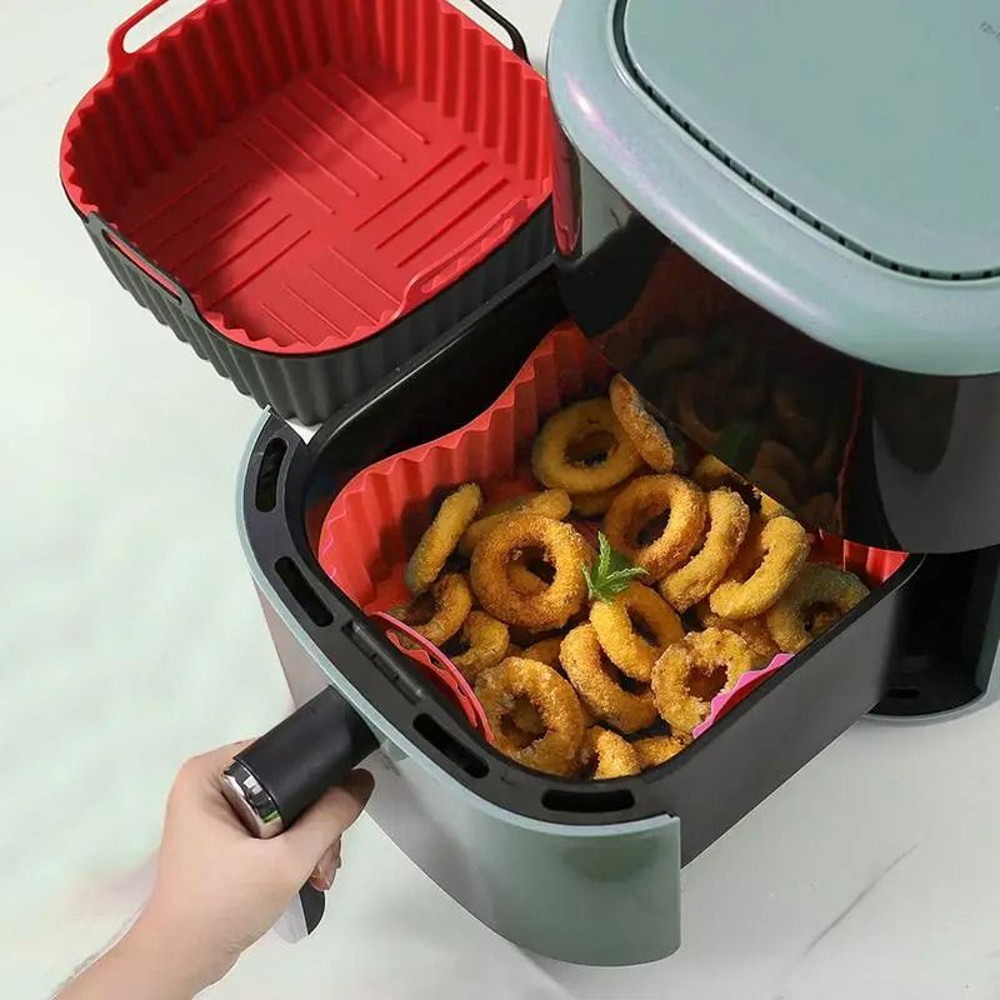 Silicone Square Air Fryer Liner Pot For Reusable NonStick Cooking Bowl 5