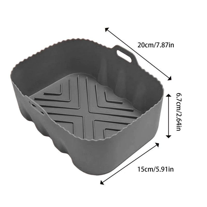 Silicone Square Air Fryer Liner Pot For Reusable NonStick Cooking Bowl 6