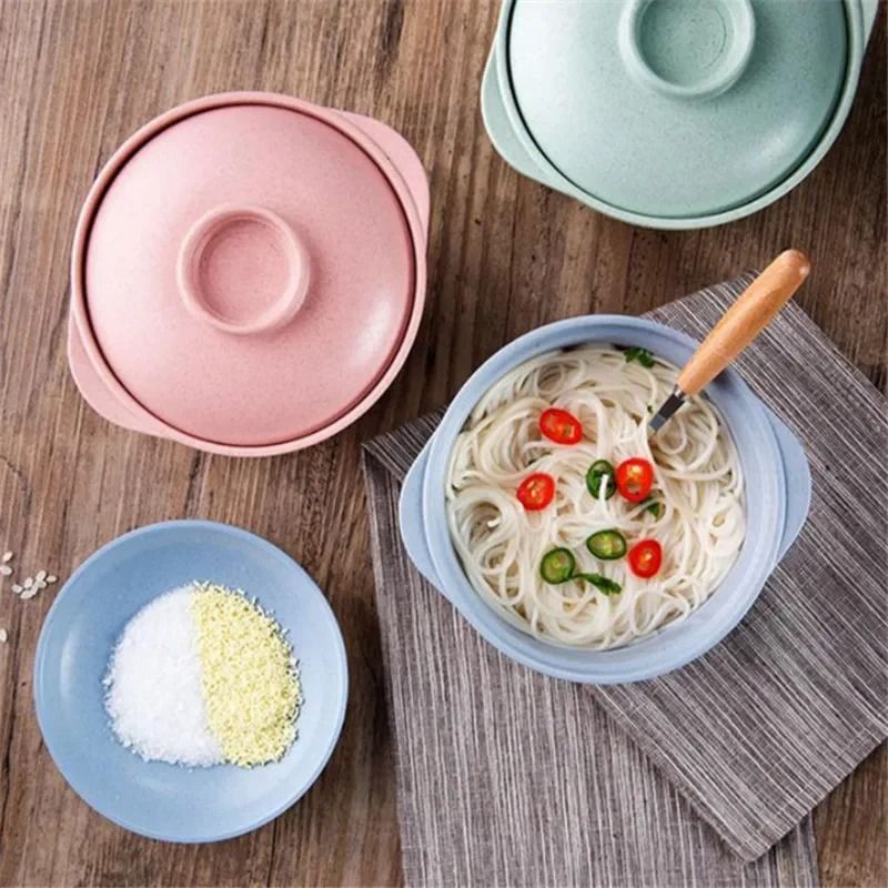 Japanese Style Instant Noodle Bowl With Lid For Soup And Rice 4