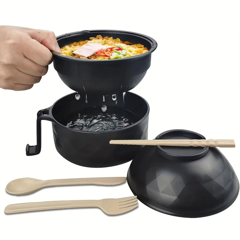 Microwave Ramen Bowl Cooker Set Wheat Straw Instant Noodle Bowl With Spoon And Chopsticks 5