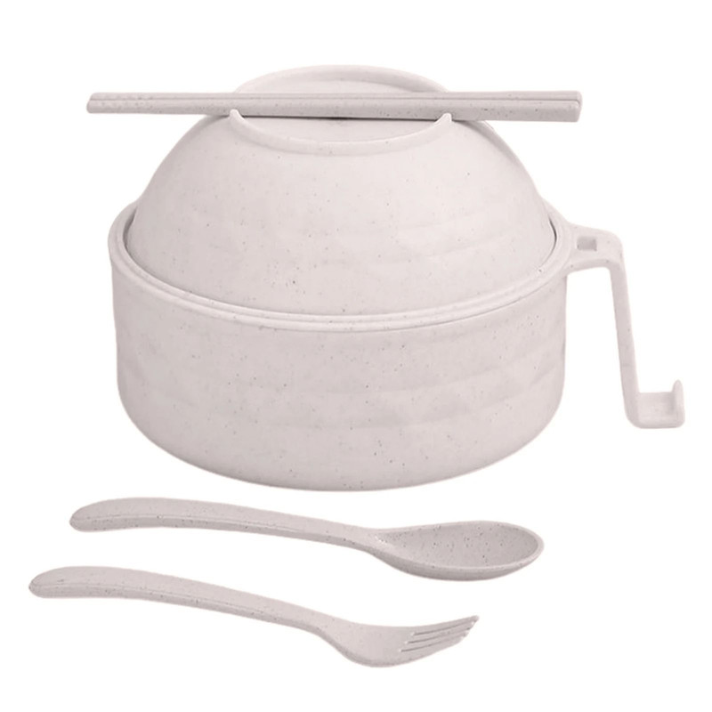 Microwave Ramen Bowl Cooker Set Wheat Straw Instant Noodle Bowl With Spoon And Chopsticks 9
