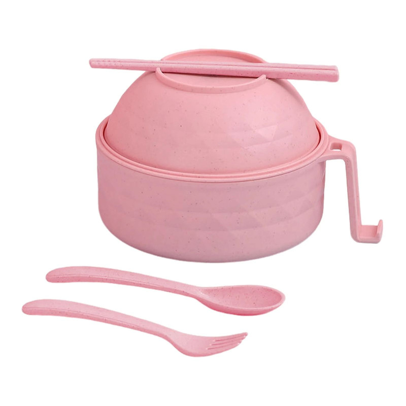 Microwave Ramen Bowl Cooker Set Wheat Straw Instant Noodle Bowl With Spoon And Chopsticks 8