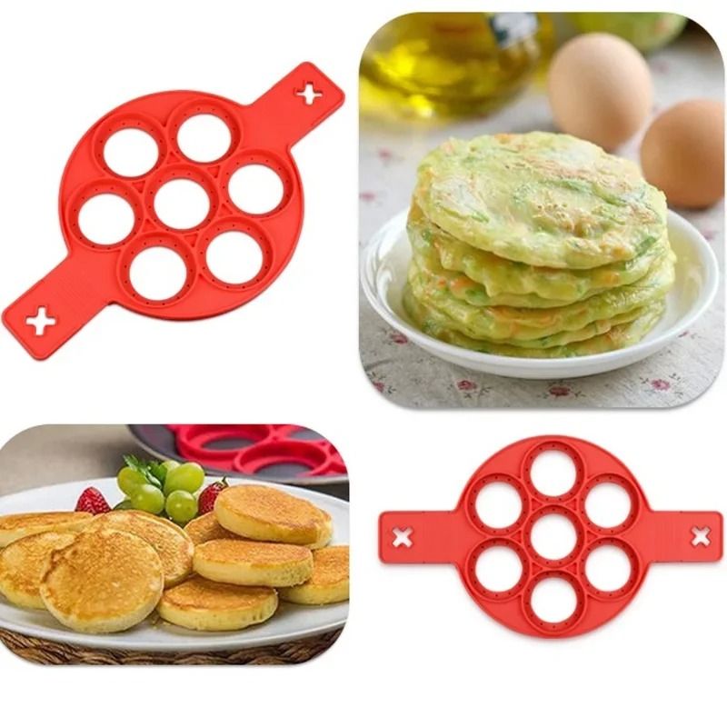 Silicone 7 Hole Non Stick Baking Mold With Handle For Eggs Pancakes And Snacks 4