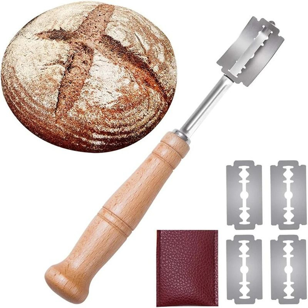 Premium Stainless Steel Bread Lame With Wooden Handle 5 Replacement Blades 0