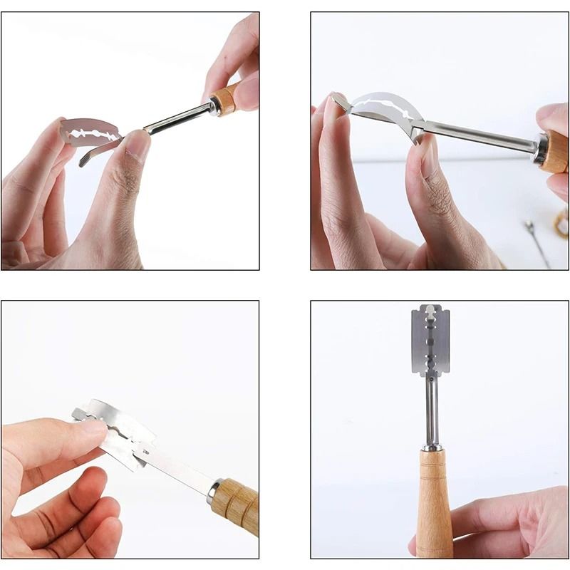 Premium Stainless Steel Bread Lame With Wooden Handle 5 Replacement Blades 4