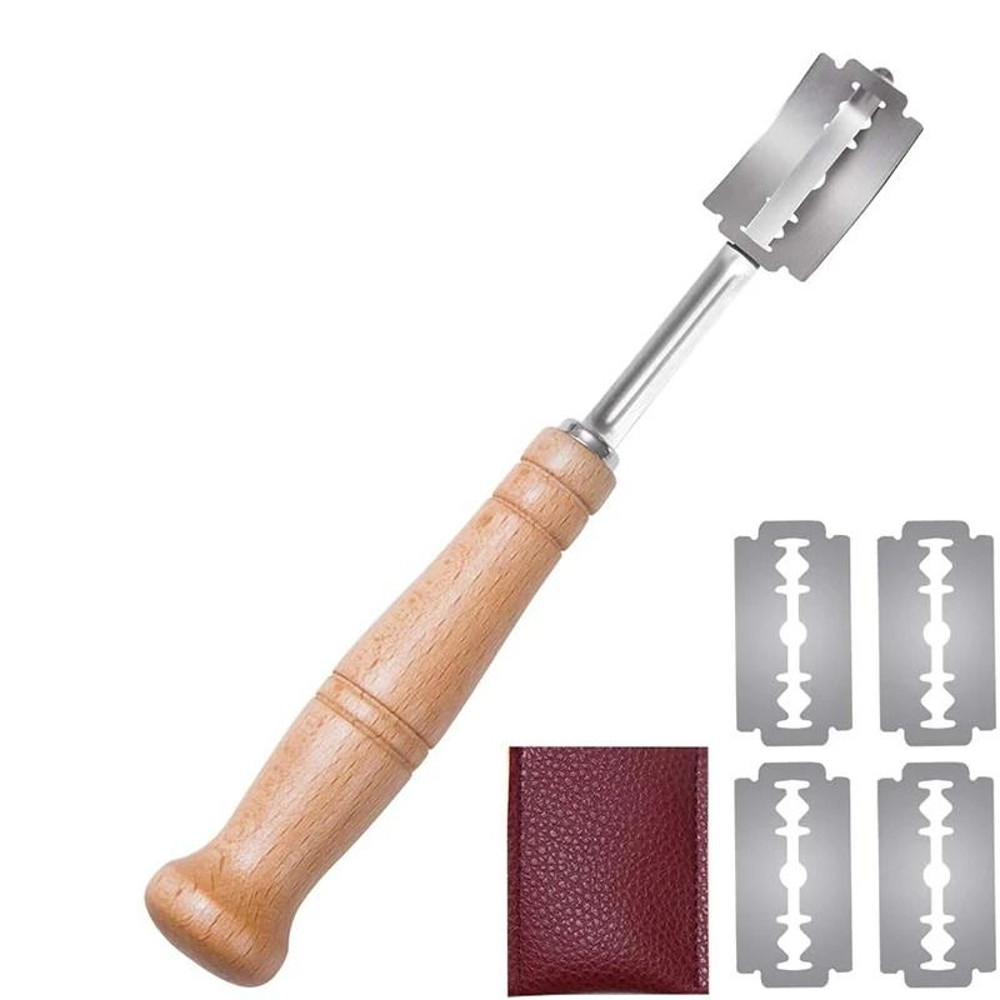 Premium Stainless Steel Bread Lame With Wooden Handle 5 Replacement Blades 7