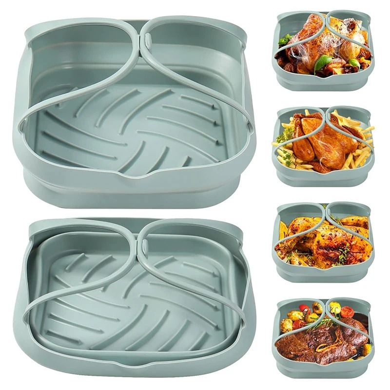 Silicone Foldable Air Fryer Basket With Handle 0