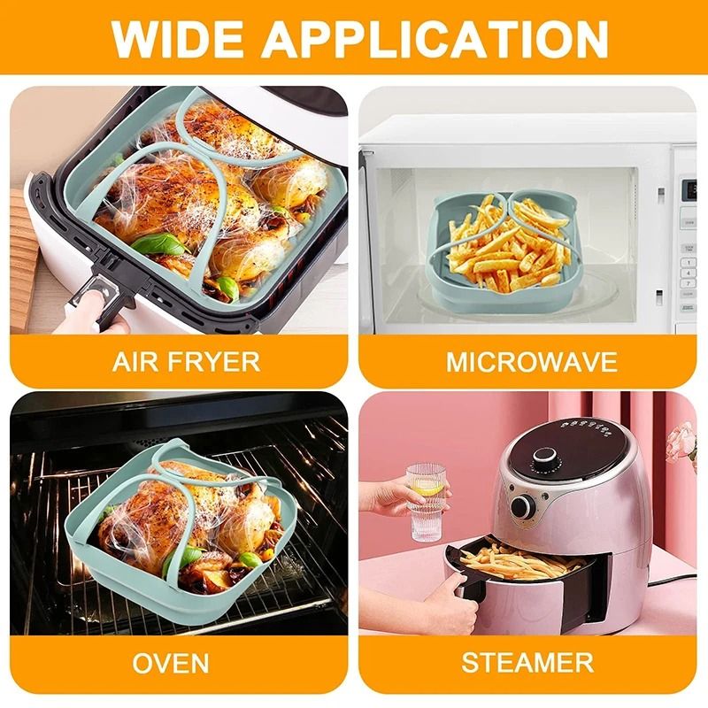 Silicone Foldable Air Fryer Basket With Handle 3