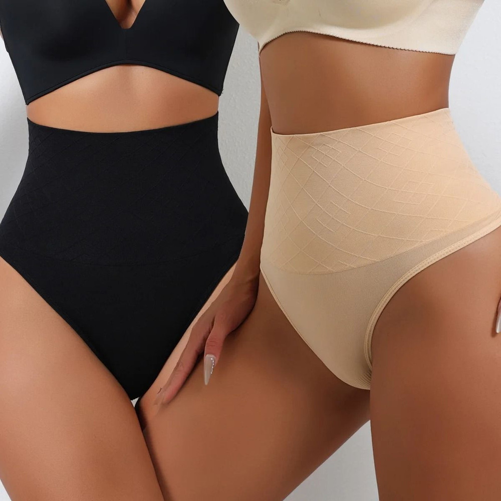 High Waist Seamless Thong Shapewear For Women Tummy Control Underwear 2