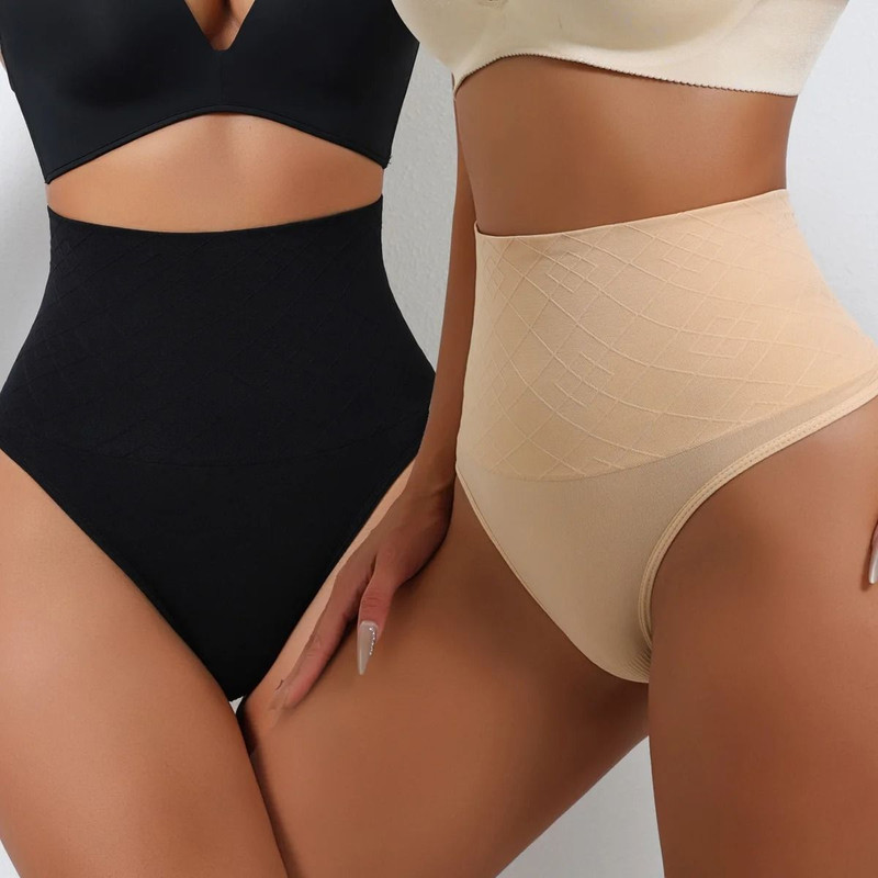 High Waist Seamless Thong Shapewear For Women Tummy Control Underwear 2