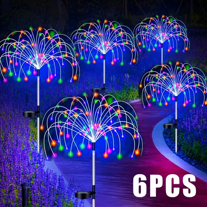 Solar Firework LED Stake Lights Outdoor Garden Decor 0