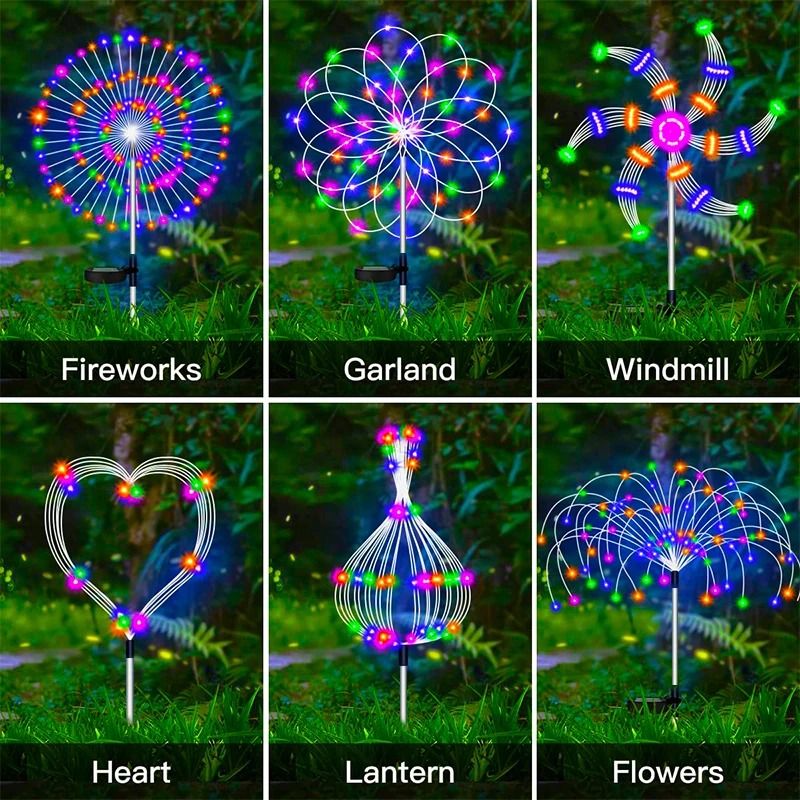 Solar Firework LED Stake Lights Outdoor Garden Decor 3