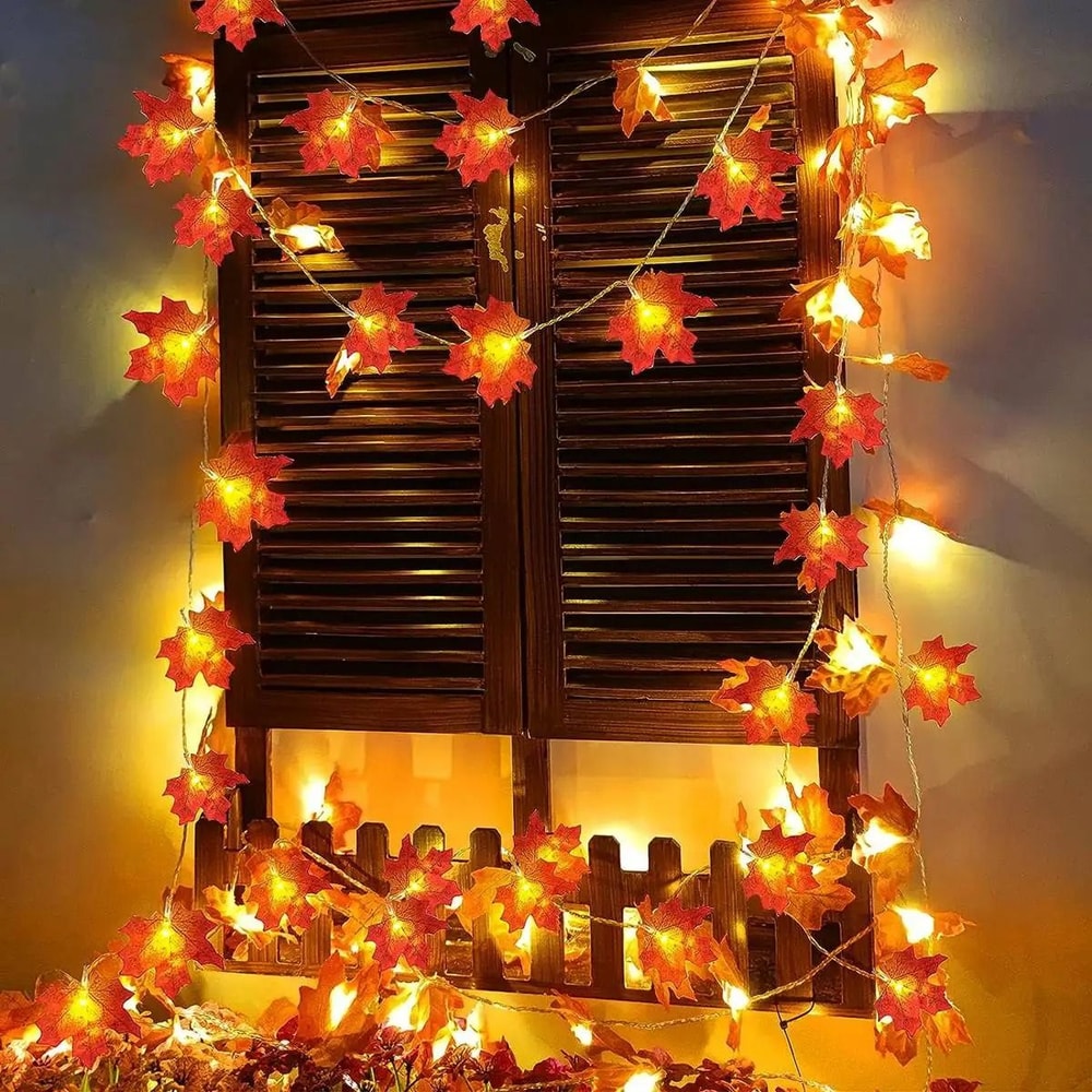 Maple Leaf String Lights Battery Operated Waterproof 4