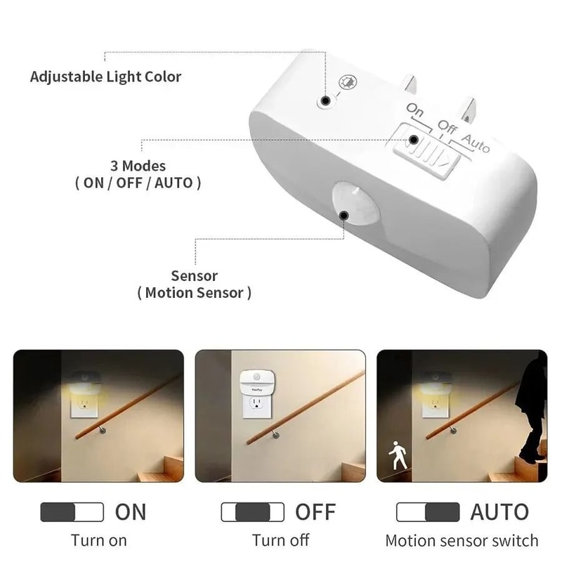 LED Motion Sensor Night Light PlugIn For Bedroom Hallway And Kids Rooms 3