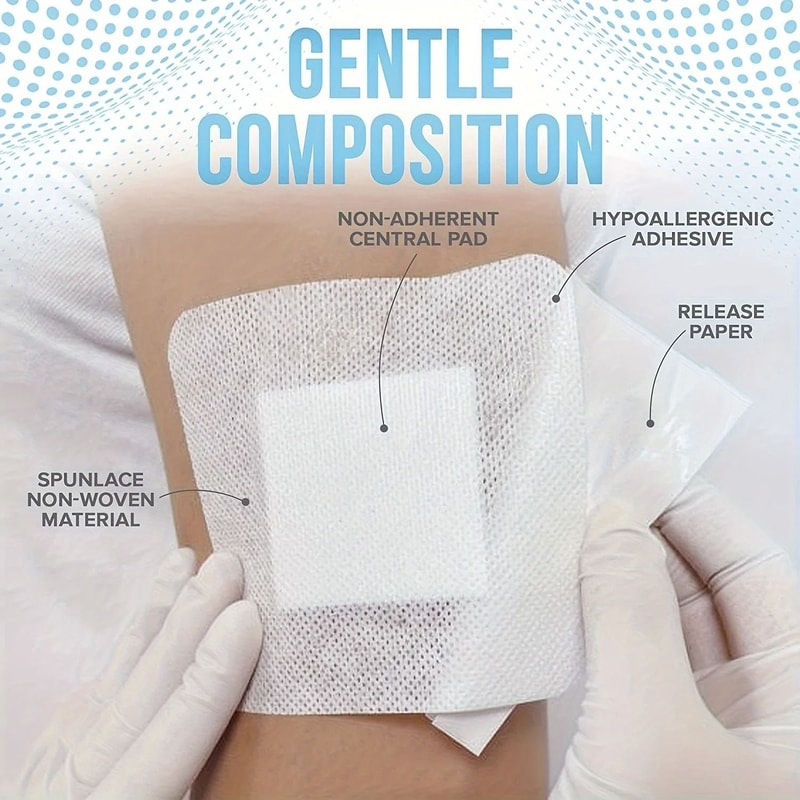 Large Size Hypoallergenic NonWoven Medical Adhesive Wound Dressings 50 Pcs 2