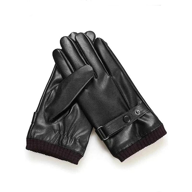 Winter Fashion Black PU Leather Gloves Men Thin Style Driving NonSlip Touchscreen 5