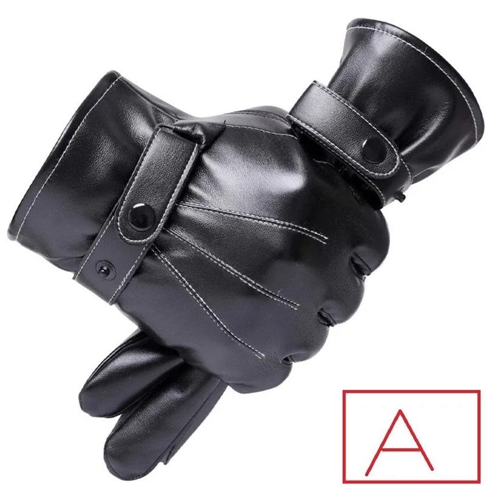 Winter Fashion Black PU Leather Gloves Men Thin Style Driving NonSlip Touchscreen 7