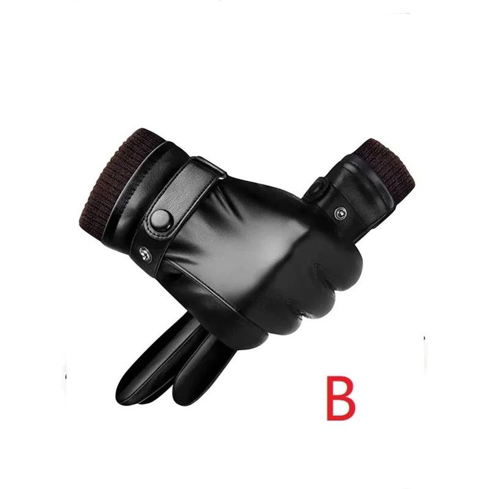 Winter Fashion Black PU Leather Gloves Men Thin Style Driving NonSlip Touchscreen 8